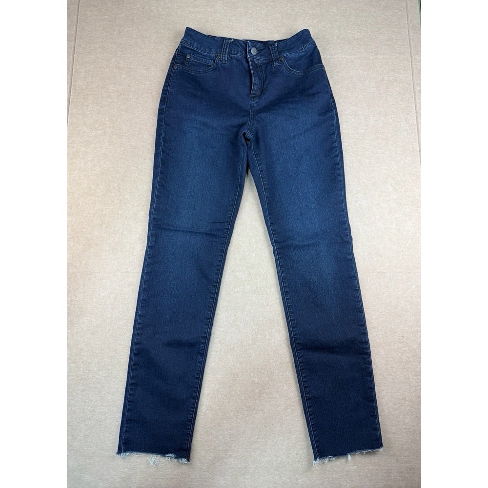 Miraclebody Jeans Women's Size‎ 4 Dark Wash Skinny Leg Raw Hem Altered Waistband